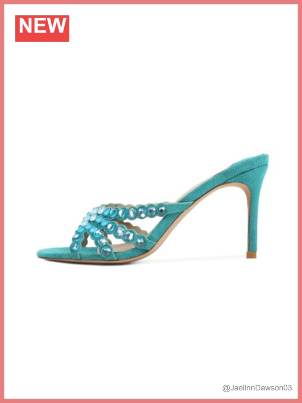 Rhinestone Mule Heeled Sandals Women Stiletto Slip-On Dress Shoes